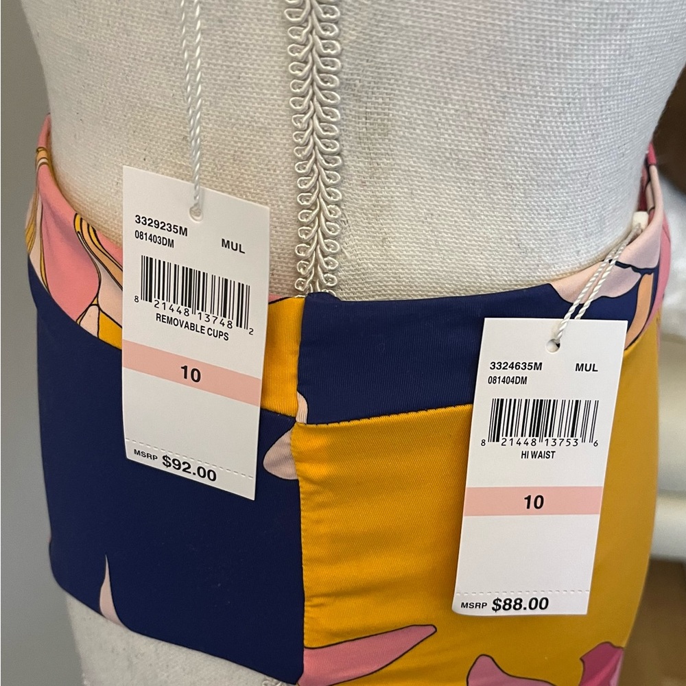 Trina Turk High Waist 2PC Breeze Bandeau Swimsuit Bathing Suit Womens Sz 10 NWT - Picture 10 of 10